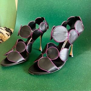 Manolo Blahnik Hairibal Piped Circle Sandals